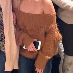Off The Shoulder Burnt Orange Sweater